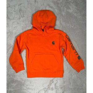 Carhartt Youth Boys Spell Out Pullover Graphic Hoodie Sweatshirt Orange 6